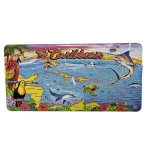 Caribbean Map Decorative Aluminum Novelty License Plate Wall Sign Home Decor NEW
